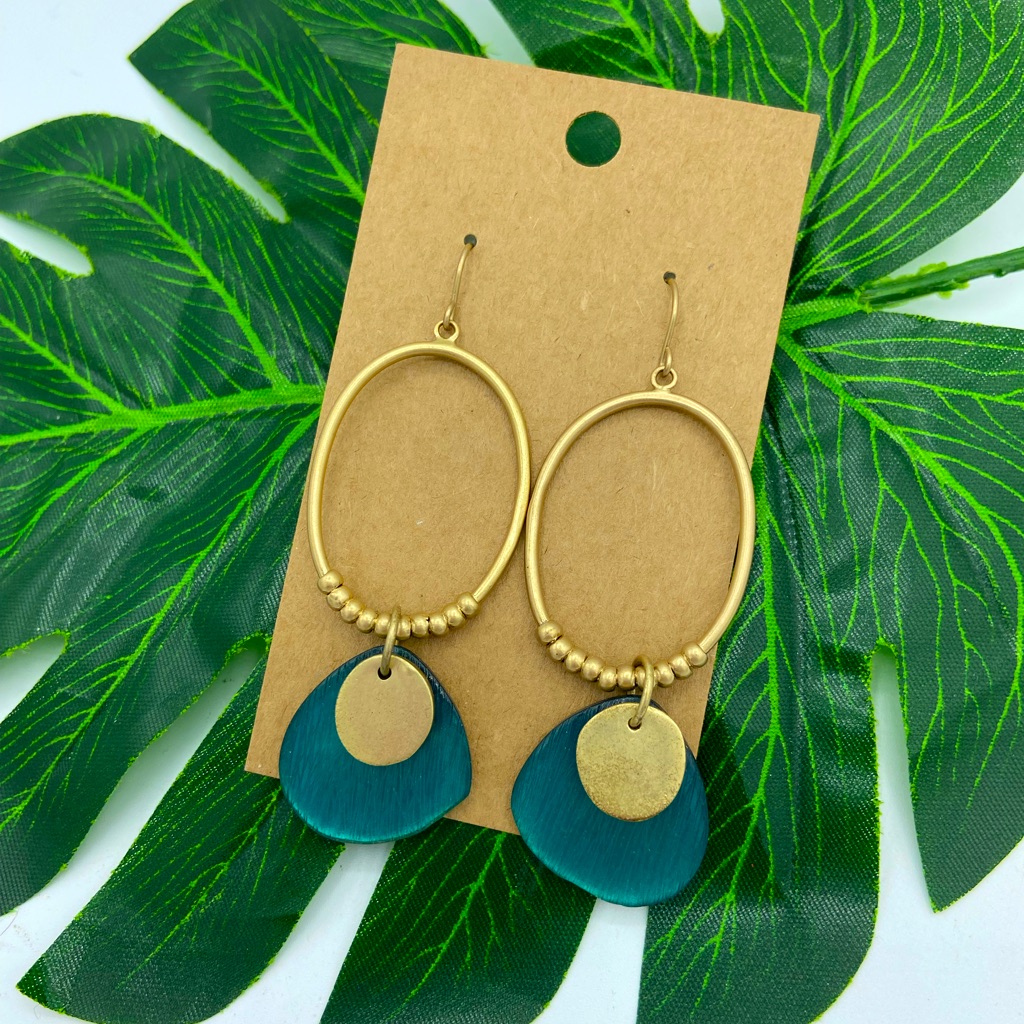 Gold Charm Hoop Dangle Earrings